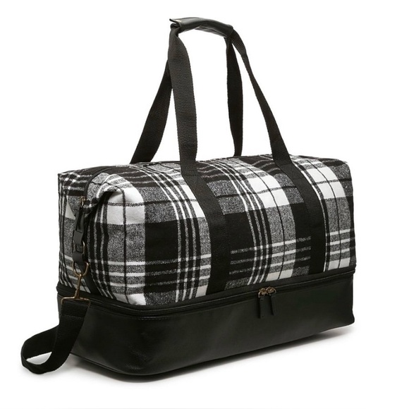 DSW Black and White Plaid Weekender Bag - Picture 4 of 9